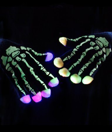 Светодиодные перчатки скелет